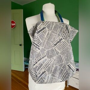 Maurizio Taiuti Newspaper Print leather Tote Bag made in Italy Italian